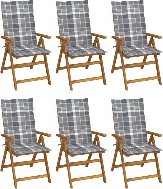vidaXL Tuinstoelen 6 st inklapbaar met kussens massief acaciahout