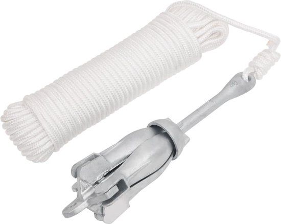 vidaXL Anker met touw inklapbaar 2,5 kg smeedijzer zilverkleurig