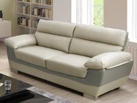 Vente-unique Driezitsbank FRANCESCA - Leer - 210 cm - Antraciet/Grijs