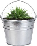 Esschert Design Emmer/plantenpot/bloempot - zink - zilver - D25 x H19 cm