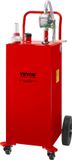 VEVOR 30 Gallon Brandstoftank, Gasopslagtank en 4 Wielen met Handmatige Transferpomp, Benzine-dieselbrandstoftank voor Auto's, Grasmaaiers, ATV's, Boten, enz. Rood