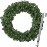 Kerstkrans 35 cm - vert - met zilveren hanger/ophanghaak - kerstversiering
