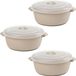 Plasticforte Magnetronschaal met deksel/ventiel - 3x - 1,5L - beige - kunststof - BPA vrij
