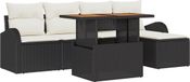 vidaXL Tuinbank Set Zwart Polyrattan