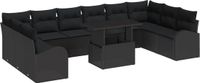 vidaXL Tuinbank Set Zwart Polyrattan
