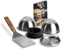 Burnhard Burger-Set RVS Smasher, Burgerpers, Grillspatel, Burgerklokken, Receptenboek, Broodmes, Burgerspiezen – BBQ Meester Set