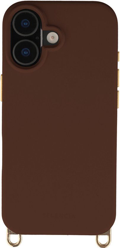 Selencia Rivièra MagSafe Backcover met afneembare haakjes voor de Apple iPhone 16 - Choco Brown