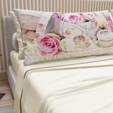 PETTI Artigiani Italiani - Katoenen beddengoed met kussenslopen met digitale print, laken voor Frans bed, beddengoedset patroon 328, crème, 100% Made in Italy
