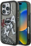 Karl Lagerfeld iPhone 16 Pro hoesje met vloeibare glitter en Choupette-logo