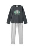 MANGO KIDS Vêtements de nuit 'MINESUR' gris chiné / vert / vert foncé