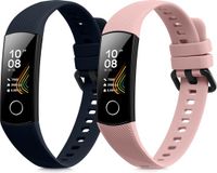 kwmobile 2x horlogebandjes geschikt voor HONOR Band 5 / Band 4 bandje - Smartwatch bandjes van TPU - Activity tracker horloge band in donkerblauw / oudroze