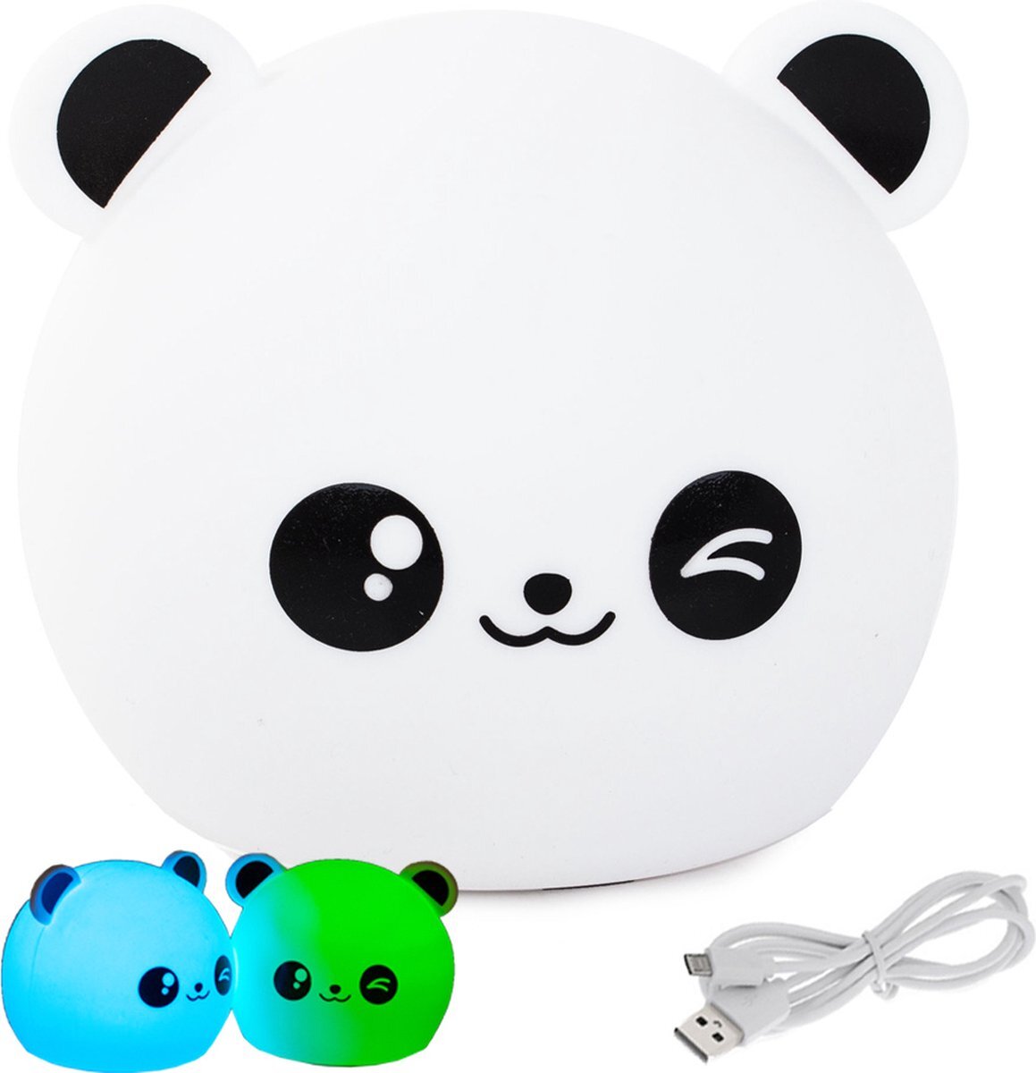 Silicone pat lamp series Panda Oplaadbare Nachtlampje - Led - RGB - Pletbestendig - Gemaakt van zacht siliconen - Miko the Panda - Usb aansluiting - Kindernachtlamp