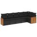 vidaXL 6-delige Loungeset met kussens, polyrattan, zwart