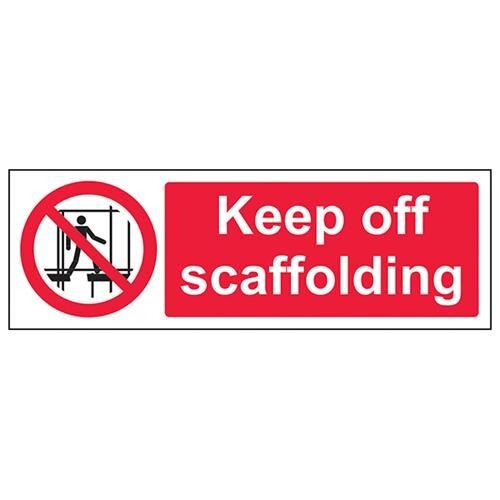 V Safety VSafety Keep Off Scaffolding Verbodsbord - 300mm x 100mm - Zelfklevende Vinyl