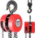 VEVOR Chèvre de levage manuelle, capacité de levage 2 T, hauteur de levage 3 m, avec crochet robuste, chaîne G70, frein de sécurité mécanique, levage de marchandises pour garages, chantiers, entrepôts, rouge