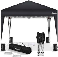 Tillvex Pavillon, 3 x 3 m, étanche, tonnelle pliante pop-up, réglable en hauteur, tente de jardin, protection UV 50+, tente de réception avec sac pour jardin, noir titane