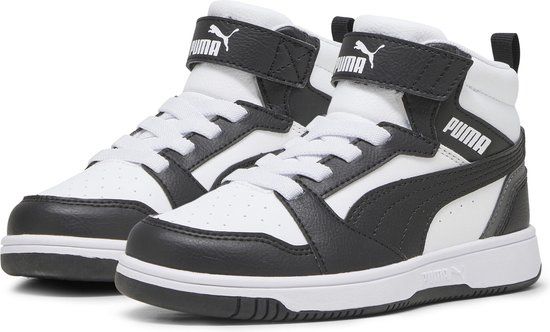 PUMA Rebound V6 Mid AC+ PS Kinderen Sneakers - Wit/Zwart - Maat 32