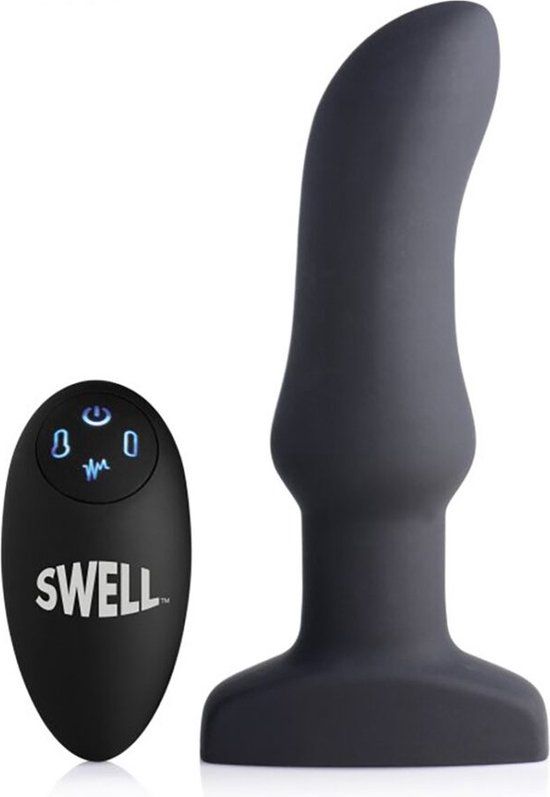 Opblaasbare en Vibrerende Prostaat Buttplug - Zwart - AG304