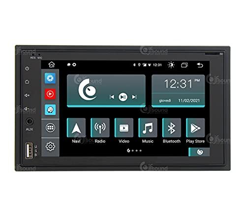 Jf Sound car audio system Universeel autoradio 2DIN Android GPS Bluetooth WiFi Dab USB Full HD Touchscreen Display 6.2\" Easyconnect Processor 8core Stembediening