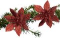 House of Seasons Kerstboom bloemen op clip - 2x stuks - rood