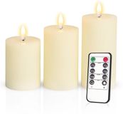 Meisterhome 3x LED Stompkaarsen Ribbel Ivoor 10/12.5/15 cm met Afstandsbediening
