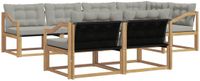 vidaXL Hoek loungeset 7 zitplekken Wit en lichtgrijs Acacia hout