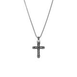 Lucardi Heren Stalen ketting met kruis - Ketting - Staal - Zilver - 55 cm