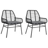 VidaXL Tuinstoelen 2 st met kussens poly rattan grijs