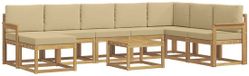 vidaXL - Salon d'extérieur - 9 pièces - 8 places - Blanc et Beige