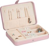 Relaxdays Sieradendoosje - Fluweel - Juwelendoos - 4,5 x 21 x 14,5 cm - Roze