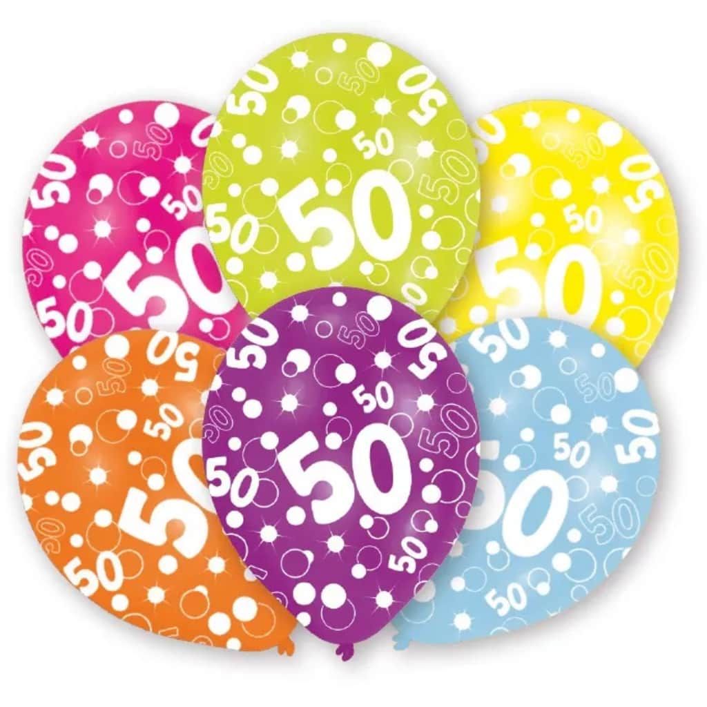 Amscan ballonnen 50 jaar 27,5 cm 6 stuks - Multicolor