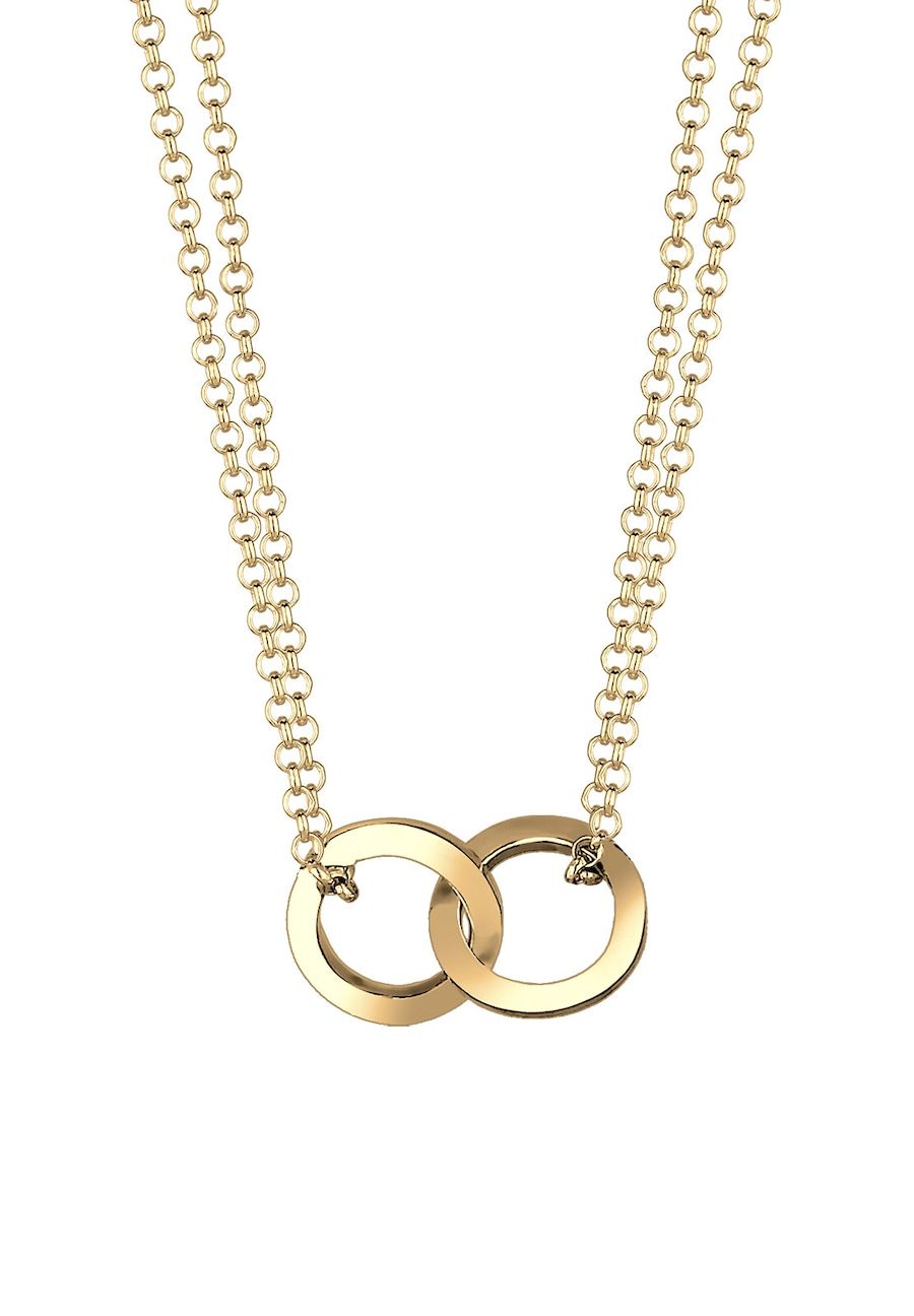 Elli Elli Halsketting dames cirkel laag - 925 sterling zilver verguld