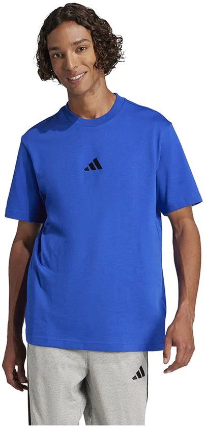 Adidas Essentials Small Logo Single Jersey T-shirt Blauw L