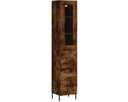 vidaXL Hoge kast 34,5x34x180 cm bewerkt hout gerookt eikenkleurig