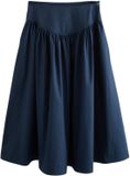 Next - Dames - Midi-rok van katoenpopeline met verlaagde taille - Blauw