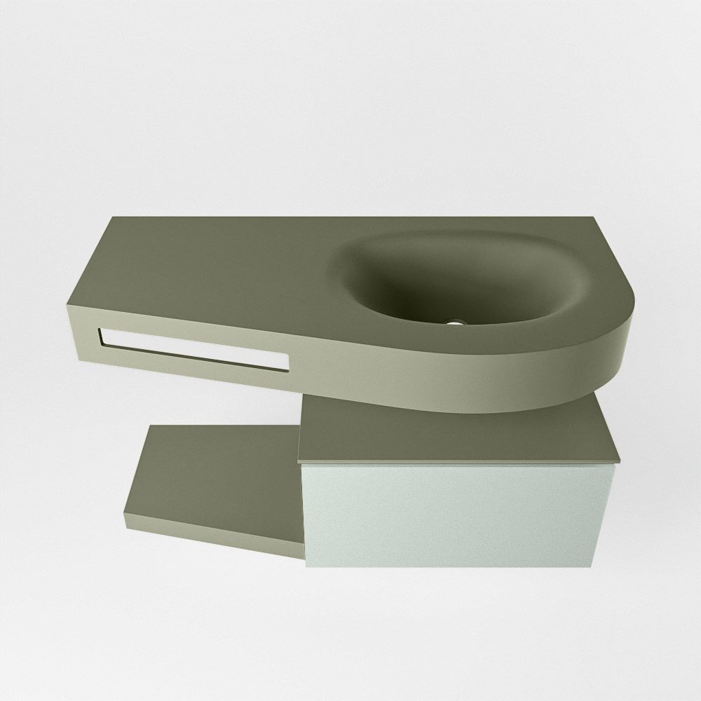 Mondiaz Riva Dulcet badkamermeubel rechts 100cm Army Greey