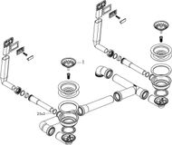 Hansgrohe Afvoergarnituren - Dubbele spoelbak afvoer- en overloopcombinatie, RVS 43922800