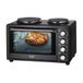 Adler AD 6020 Tabletop Cooker | Black | 2 Sealed Plate Hob | 36L Oven | Grill | Rotisserie