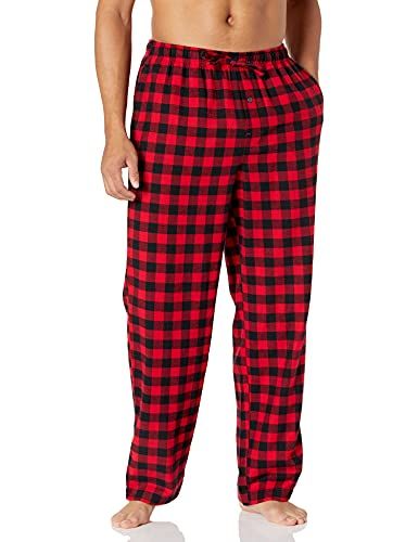 Amazon Essentials Men's Flannel Pajama Pants (Available in Big & Tall), Red Plaid, XS