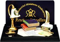 Miniature desk set in porcelain for dollhouse