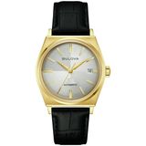 Bulova 97B243 Heren Polshorloge Automatisch Leer Zwart Goudkleurig Wit Saffierglas 37mm