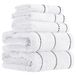 Lavish Home Luxe katoenen handdoekenset, sneldrogend, Zero Twist en zachte 6-delige set met 2 badhanddoeken, 2 handdoeken en 2 washandjes (wit/zwart)
