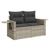vidaXL 4-delige Loungeset met Kussens, Polyrattan, Lichtgrijs