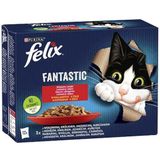 Purina Felix Fantastische plattelandssmaken in gelei - rundvlees, kip, lam, konijn - (12 x 85 g)