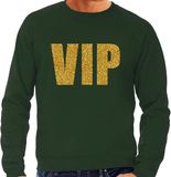 Bellatio Decorations Verkleed glitter sweater voor heren - groen - VIP - glitter goud - foute party S