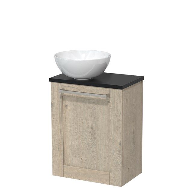 Maxaro Toiletmeubel Modulo Lichtgrijs Eiken 41 cm Mat Zwart