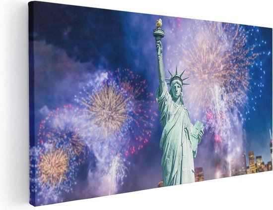 Artaza Canvas Schilderij Vrijheidsbeeld In New York - 40x20 cm