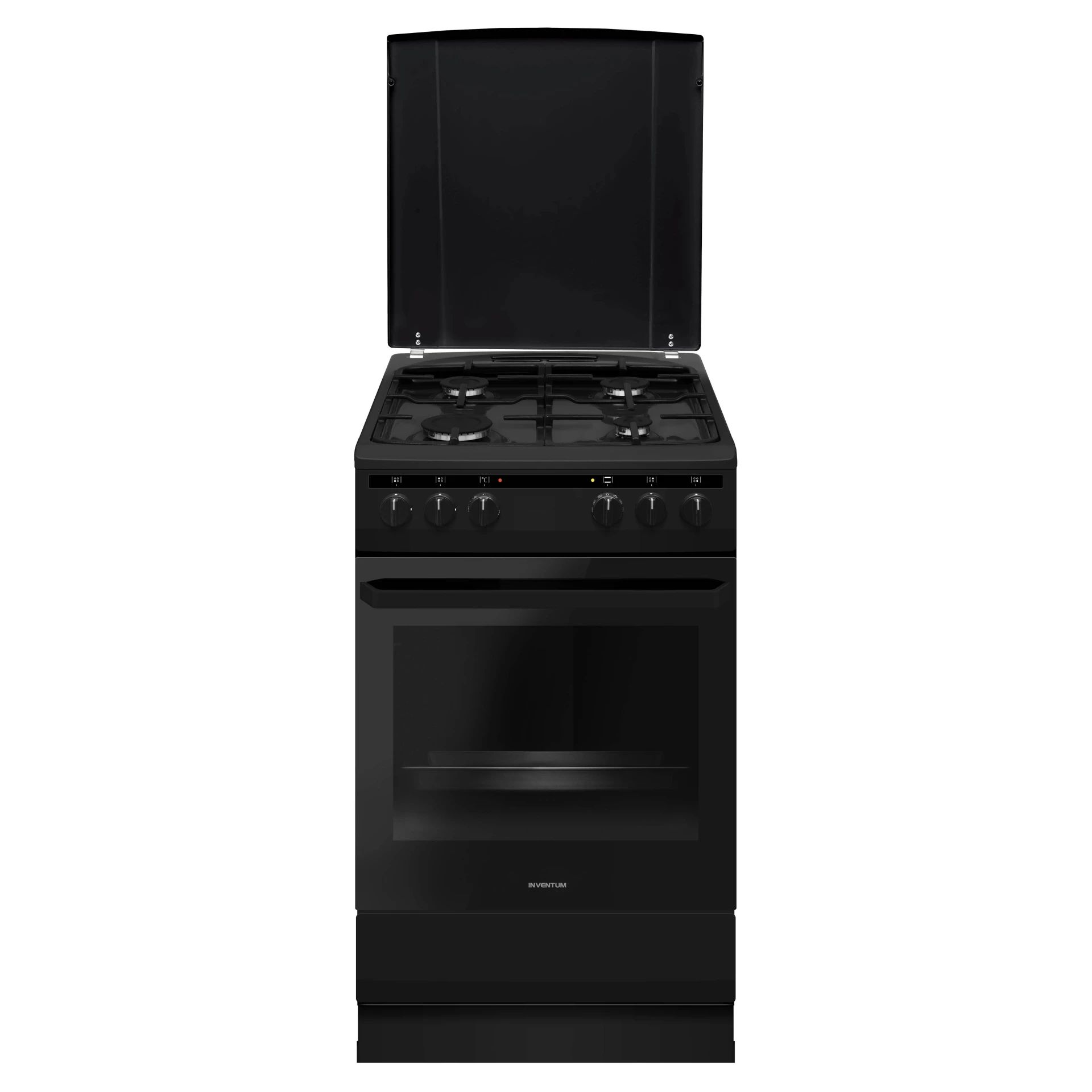 Inventum VFG5020GZWA - 50 cm vrijstaand gasfornuis met elektrische hetelucht oven - Zwart
