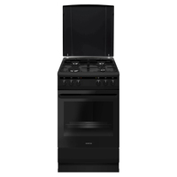 Inventum VFG5020GZWA - 50 cm vrijstaand gasfornuis met elektrische hetelucht oven - Zwart