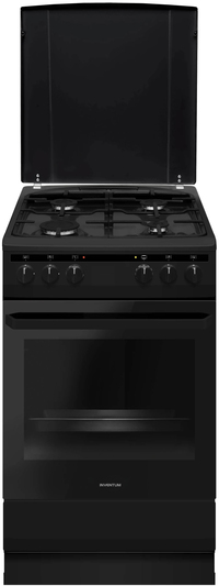 Inventum VFG5020GZWA - 50 cm vrijstaand gasfornuis met elektrische hetelucht oven - Zwart